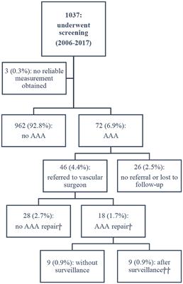 High prevalence of abdominal aortic aneurysm in older men with cerebrovascular disease: Evaluation of a local screening program